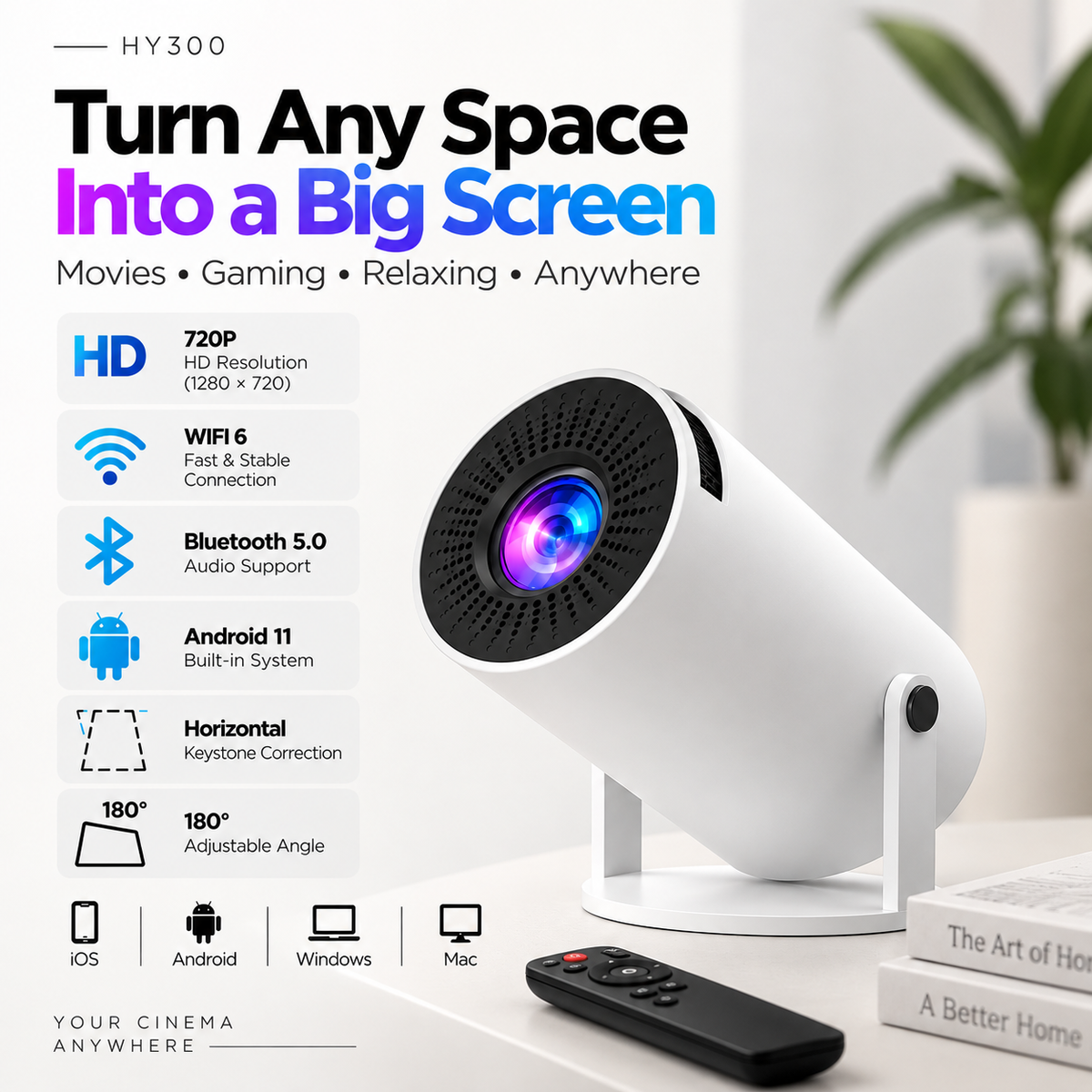 HY300 Smart Mini Projector